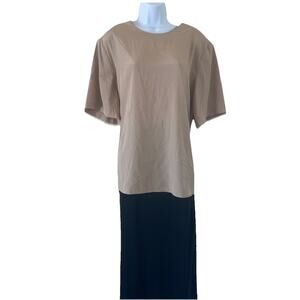 Vintage Lauren Lee Women Size Large Office Core Blouse Beige Flowy Soft Elegant